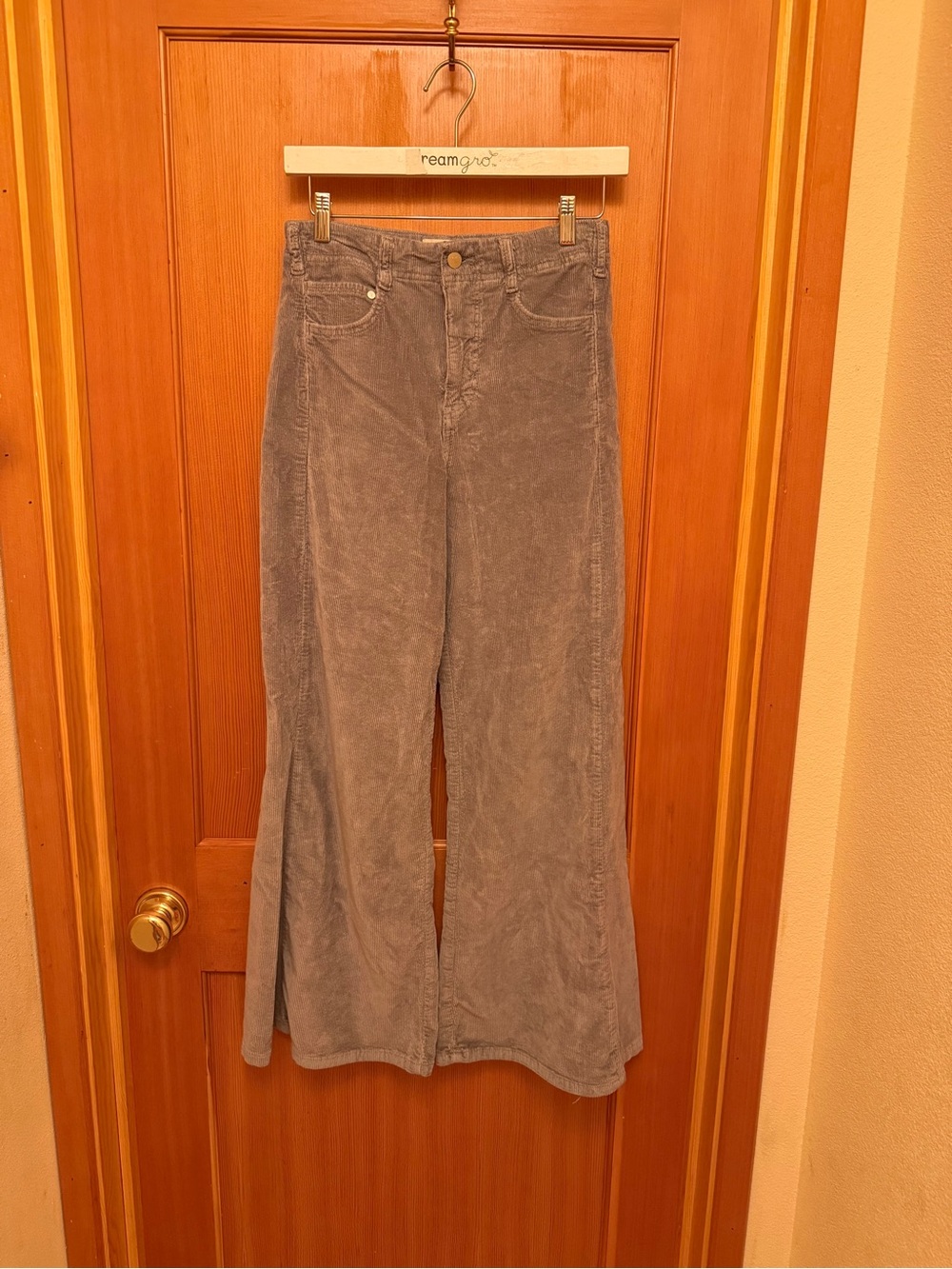 Anthropologie Pilcro Adi Full Length Wide Leg Corduroy Pants High Rise Gray 26